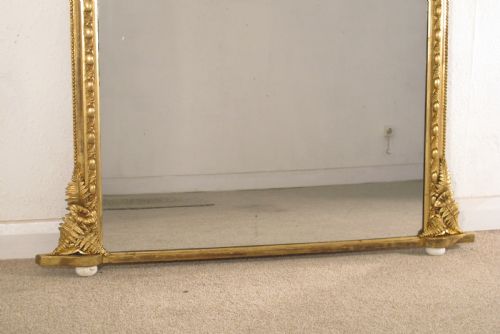 VICTORIAN GILT LARGE OVERMANTLE MIRROR WITH 'FERN' DECORATION - ADDITIONAL PHOTO 7