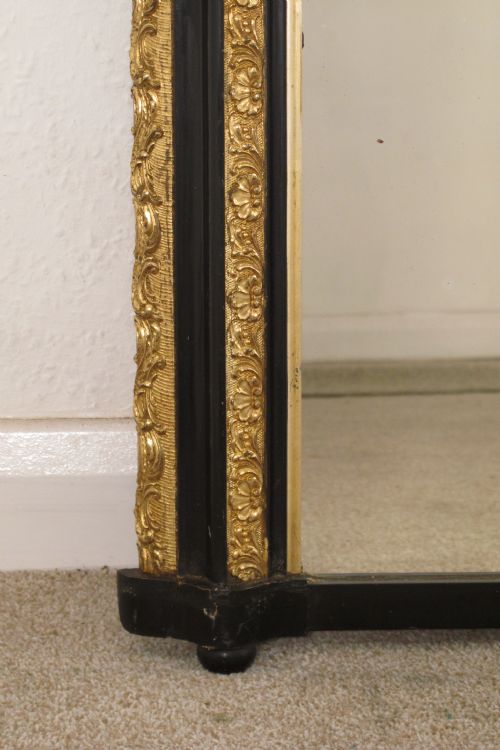 VICTORIAN EBONISED AND PARCELGILT LARGE OVERMANTLE MIRROR - ADDITIONAL PHOTO 5