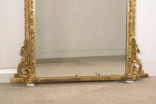 VICTORIAN GILT ARCH TOP OVERMANTLE MIRROR - ADDITIONAL PHOTO 4