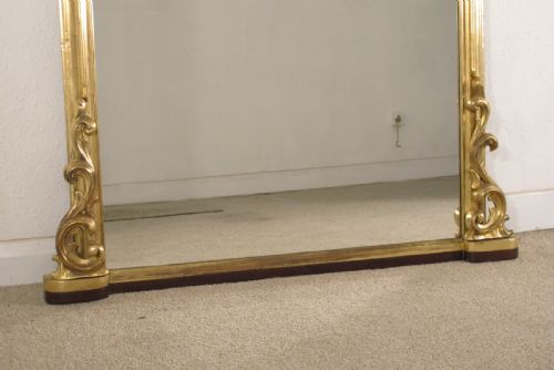 VICTORIAN GILT LARGE ARCH TOP OVERMANTLE MIRROR - ADDITIONAL PHOTO 4