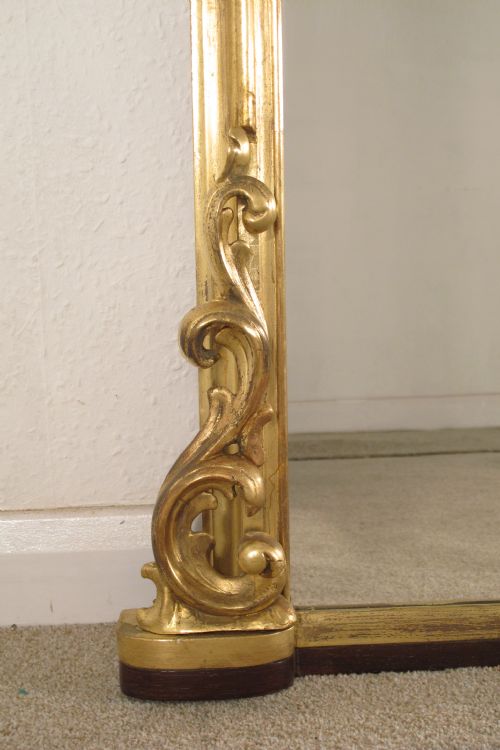 VICTORIAN GILT LARGE ARCH TOP OVERMANTLE MIRROR - ADDITIONAL PHOTO 5