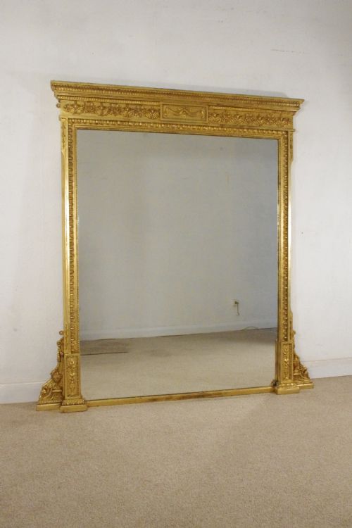 victorian gilt large neoclassical style overmantle mirror - CATEGORY: ANTIQUE MIRRORS - DATED 1870