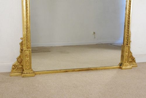 VICTORIAN GILT LARGE NEOCLASSICAL STYLE OVERMANTLE MIRROR - ADDITIONAL PHOTO 8
