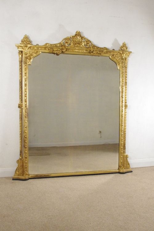 victorian gilt large overmantle mirror - CATEGORY: ANTIQUE MIRRORS - DATED 1870