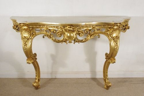 19TH CENTURY GILT CONSOLE TABLE WITH MARBLE TOP - ADDITIONAL PHOTO 1