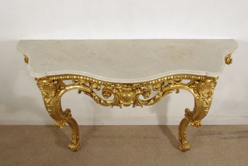 19TH CENTURY GILT CONSOLE TABLE WITH MARBLE TOP - ADDITIONAL PHOTO 2