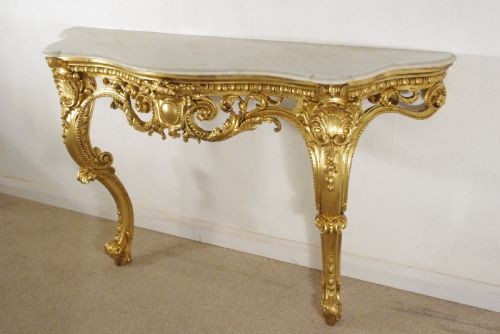 19TH CENTURY GILT CONSOLE TABLE WITH MARBLE TOP - ADDITIONAL PHOTO 3