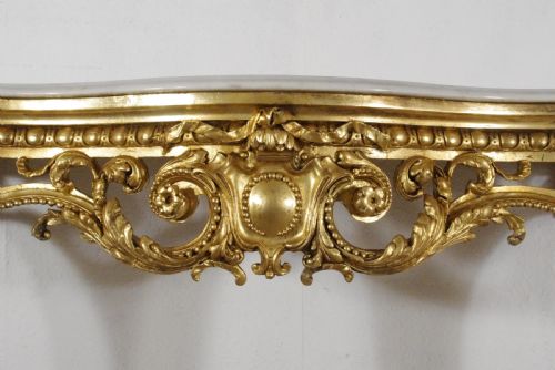 19TH CENTURY GILT CONSOLE TABLE WITH MARBLE TOP - ADDITIONAL PHOTO 7