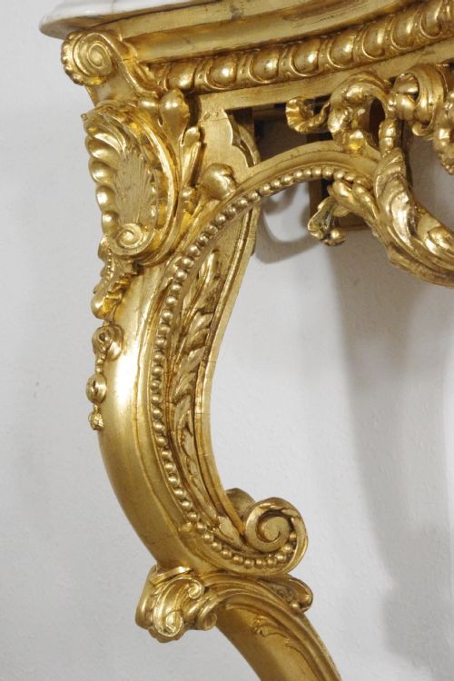 19TH CENTURY GILT CONSOLE TABLE WITH MARBLE TOP - ADDITIONAL PHOTO 11