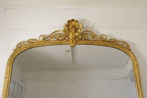 VICTORIAN GILT VERY LARGE ARCH TOP OVERMANTLE MIRROR - ADDITIONAL PHOTO 2