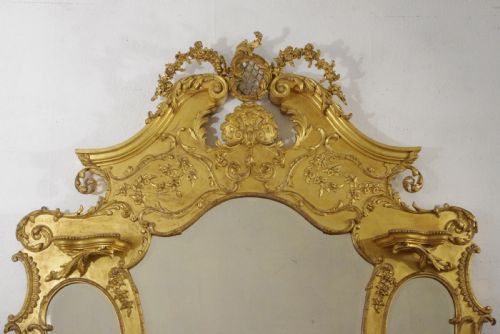 VICTORIAN GILT LARGE OVERMANTLE MIRROR WITH BRACKETS - ADDITIONAL PHOTO 1
