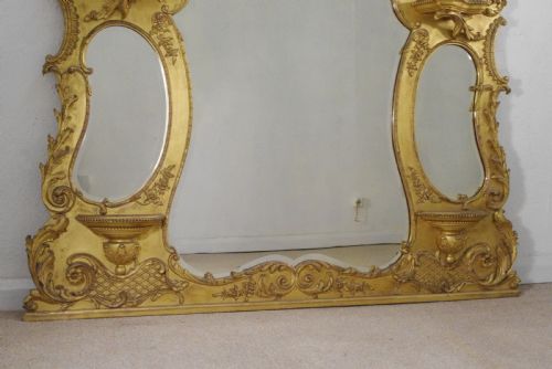 VICTORIAN GILT LARGE OVERMANTLE MIRROR WITH BRACKETS - ADDITIONAL PHOTO 3