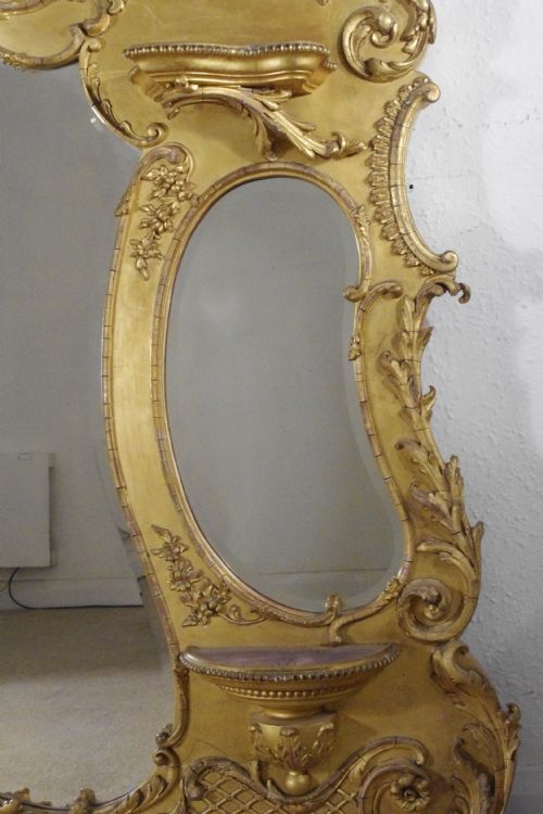 VICTORIAN GILT LARGE OVERMANTLE MIRROR WITH BRACKETS - ADDITIONAL PHOTO 5