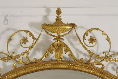 VICTORIAN GILT ADAM STYLE LARGE OVAL OVERMANTLE MIRROR - ADDITIONAL PHOTO 3