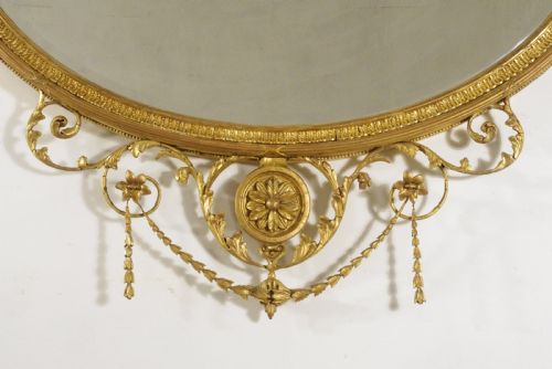 VICTORIAN GILT ADAM STYLE LARGE OVAL OVERMANTLE MIRROR - ADDITIONAL PHOTO 4
