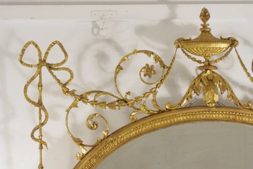 VICTORIAN GILT ADAM STYLE LARGE OVAL OVERMANTLE MIRROR - ADDITIONAL PHOTO 5