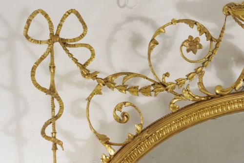 VICTORIAN GILT ADAM STYLE LARGE OVAL OVERMANTLE MIRROR - ADDITIONAL PHOTO 7