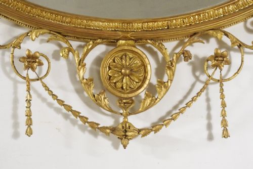 VICTORIAN GILT ADAM STYLE LARGE OVAL OVERMANTLE MIRROR - ADDITIONAL PHOTO 12