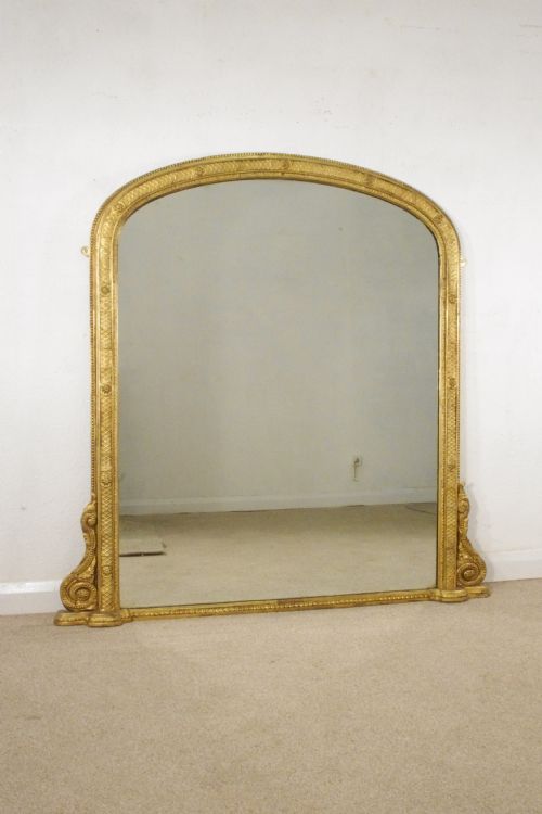 victorian gilt arch top overmantle mirror - CATEGORY: ANTIQUE CHAIRS - DATED 1880