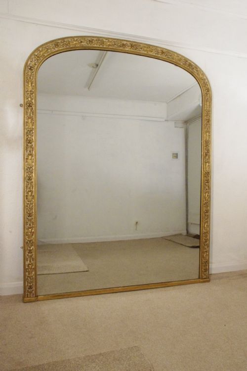 victorian painted and parcelgilt large arch top overmantle mirror by nosotti - CATEGORY: ANTIQUE MIRRORS - DATED 1860