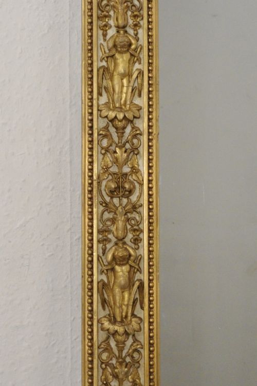 VICTORIAN PAINTED AND PARCELGILT LARGE ARCH TOP OVERMANTLE MIRROR BY NOSOTTI - ADDITIONAL PHOTO 5