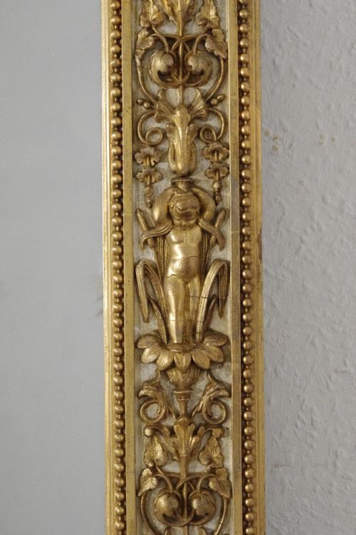VICTORIAN PAINTED AND PARCELGILT LARGE ARCH TOP OVERMANTLE MIRROR BY NOSOTTI - ADDITIONAL PHOTO 7