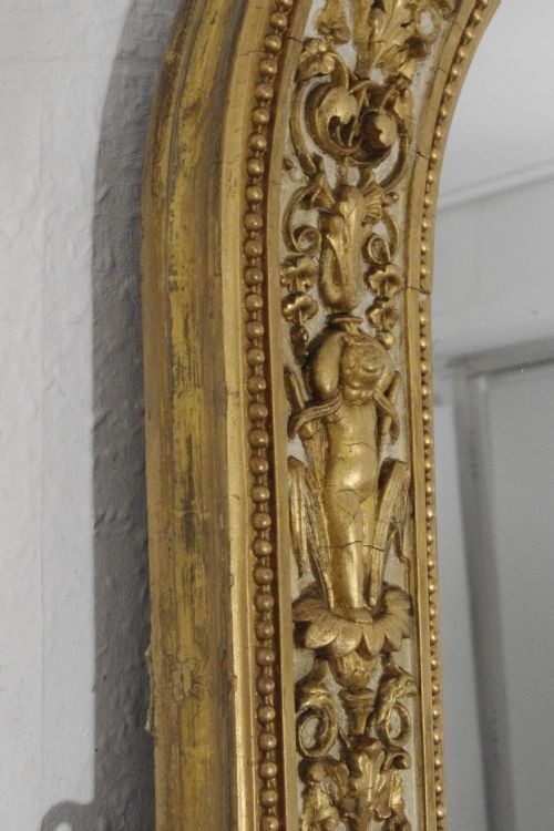 VICTORIAN PAINTED AND PARCELGILT LARGE ARCH TOP OVERMANTLE MIRROR BY NOSOTTI - ADDITIONAL PHOTO 8