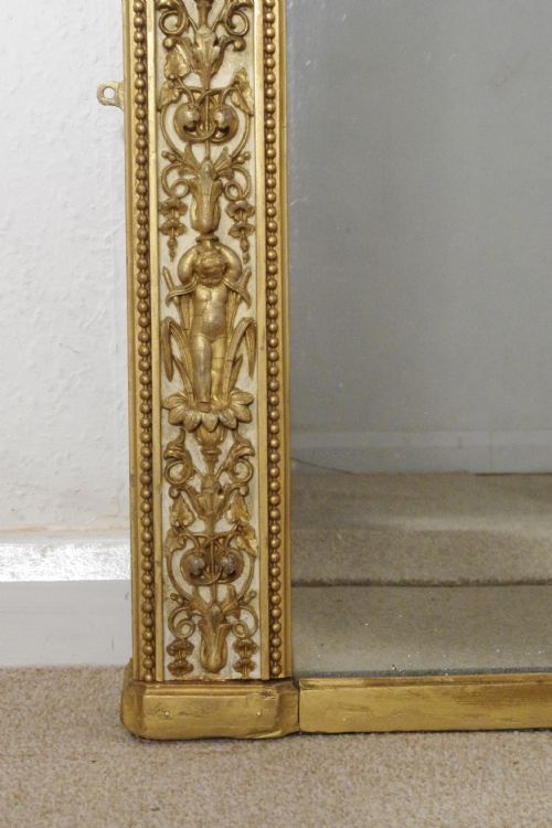 VICTORIAN PAINTED AND PARCELGILT LARGE ARCH TOP OVERMANTLE MIRROR BY NOSOTTI - ADDITIONAL PHOTO 9