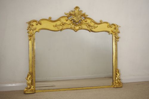 VICTORIAN GILT WOOD LARGE OVERMANTLE MIRROR - ADDITIONAL PHOTO 1