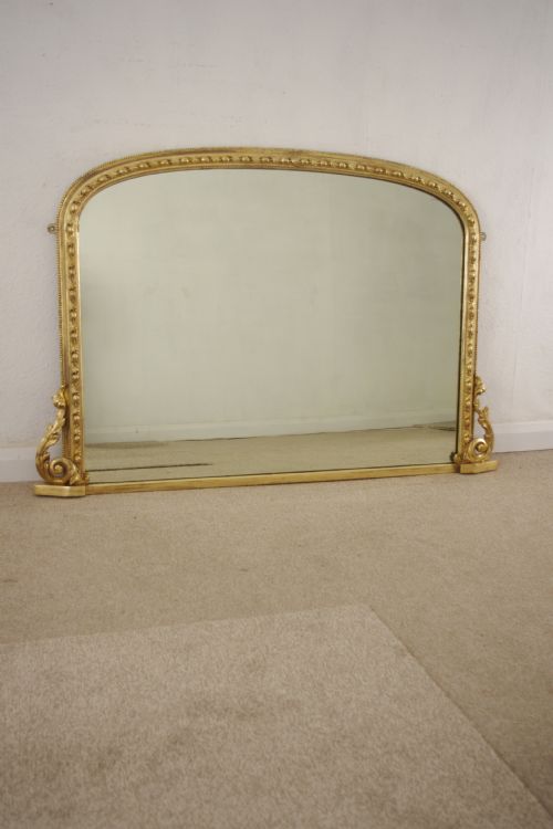 victorian gilt large arch top overmantle mirror - CATEGORY: ANTIQUE MIRRORS - DATED 1880