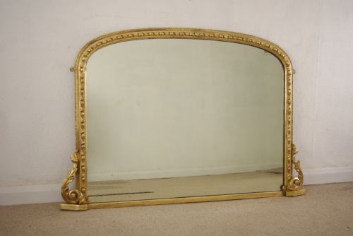 VICTORIAN GILT LARGE ARCH TOP OVERMANTLE MIRROR - ADDITIONAL PHOTO 1