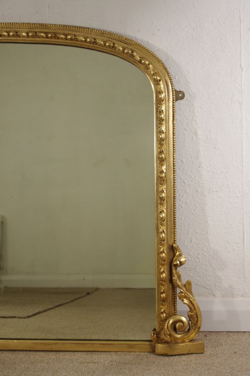 VICTORIAN GILT LARGE ARCH TOP OVERMANTLE MIRROR - ADDITIONAL PHOTO 2