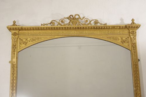 VICTORIAN GILT LARGE ADAM STYLE OVERMANTLE MIRROR - ADDITIONAL PHOTO 1