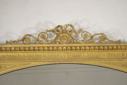 VICTORIAN GILT LARGE ADAM STYLE OVERMANTLE MIRROR - ADDITIONAL PHOTO 2