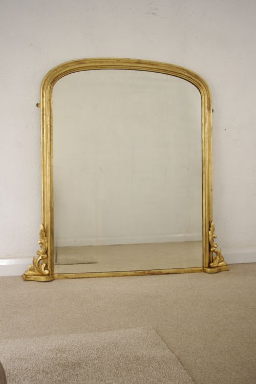 victorian gilt wood arch top overmantle mirror - CATEGORY: ANTIQUE MIRRORS - DATED 1880