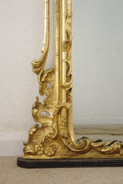 19TH CENTURY ENGLISH GILT ROCOCO STYLE LARGE OVERMANTLE MIRROR - ADDITIONAL PHOTO 8