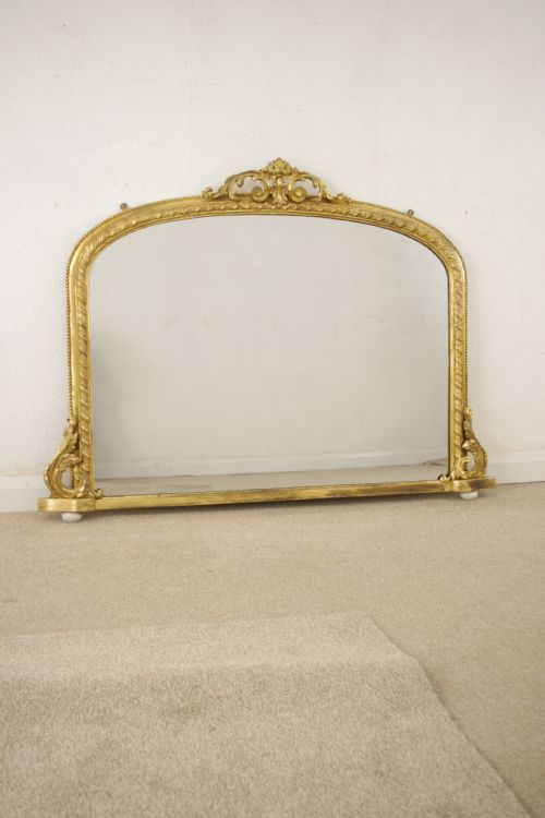 victorian gilt arch top overmantle mirror - CATEGORY: ANTIQUE MIRRORS - DATED 1870