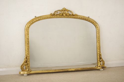 VICTORIAN GILT ARCH TOP OVERMANTLE MIRROR - ADDITIONAL PHOTO 1