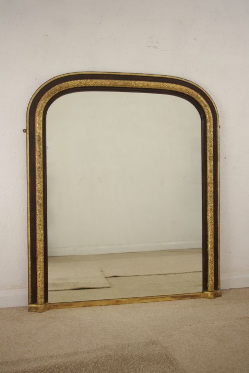 victorian walnut and gilt arch top overmantle mirror - CATEGORY: ANTIQUE MIRRORS - DATED 1880