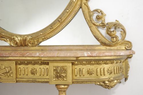 VICTORIAN GILT MARBLE TOP CONSOLE TABLE AND MIRROR - ADDITIONAL PHOTO 12