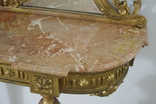 VICTORIAN GILT MARBLE TOP CONSOLE TABLE AND MIRROR - ADDITIONAL PHOTO 19
