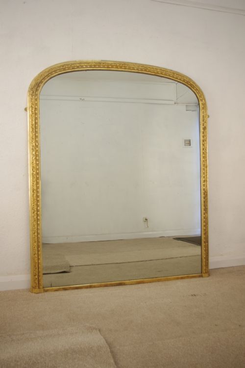 victorian gilt large arch top overmantle mirror - CATEGORY: ANTIQUE MIRRORS - DATED 1880