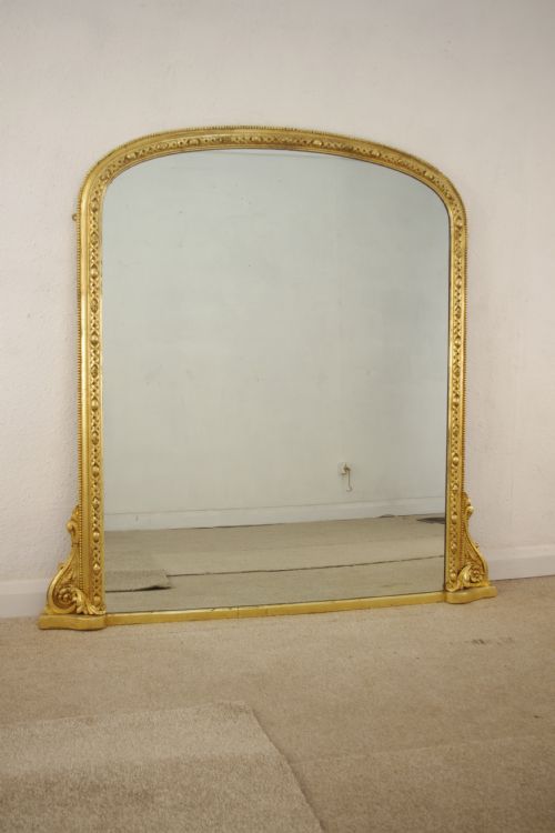 victorian gilt arch top overmantle mirror - CATEGORY: ANTIQUE MIRRORS - DATED 1880