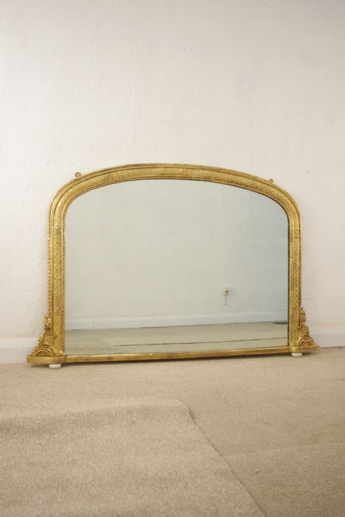 victorian gilt arch top overmantle mirror - CATEGORY: ANTIQUE MIRRORS - DATED 1870