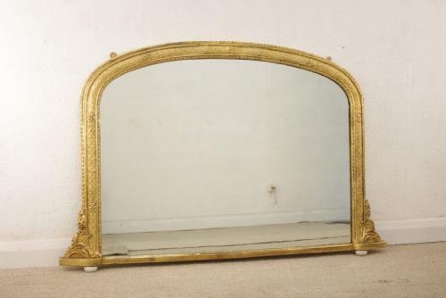 VICTORIAN GILT ARCH TOP OVERMANTLE MIRROR - ADDITIONAL PHOTO 1
