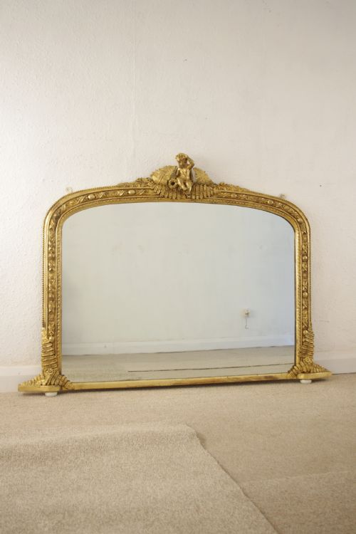 victorian gilt arch top overmantle mirror - CATEGORY: ANTIQUE MIRRORS - DATED 1870