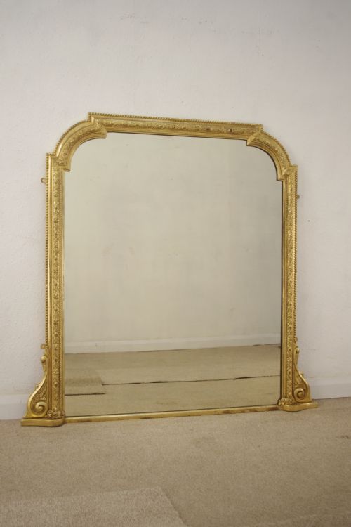 victorian gilt overmantle mirror - CATEGORY: ANTIQUE MIRRORS - DATED 1880