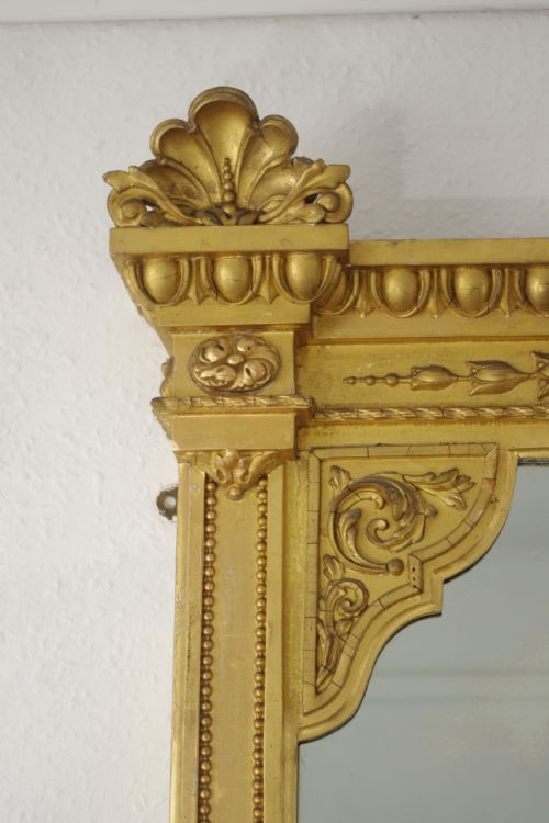 VICTORIAN GILT LARGE OVERMANTLE MIRROR WITH 'PUTTO' CRESTING - ADDITIONAL PHOTO 6