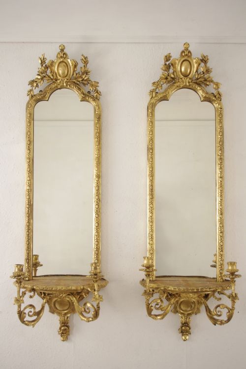 pair of victorian gilt girandoles with brackets - CATEGORY: ANTIQUE MIRRORS - DATED 1880