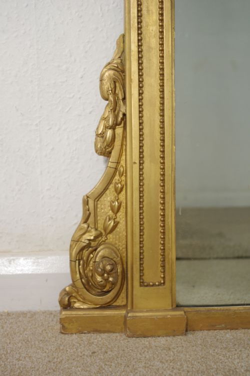 VICTORIAN GILT LARGE OVERMANTLE MIRROR WITH 'PUTTO' CRESTING - ADDITIONAL PHOTO 10